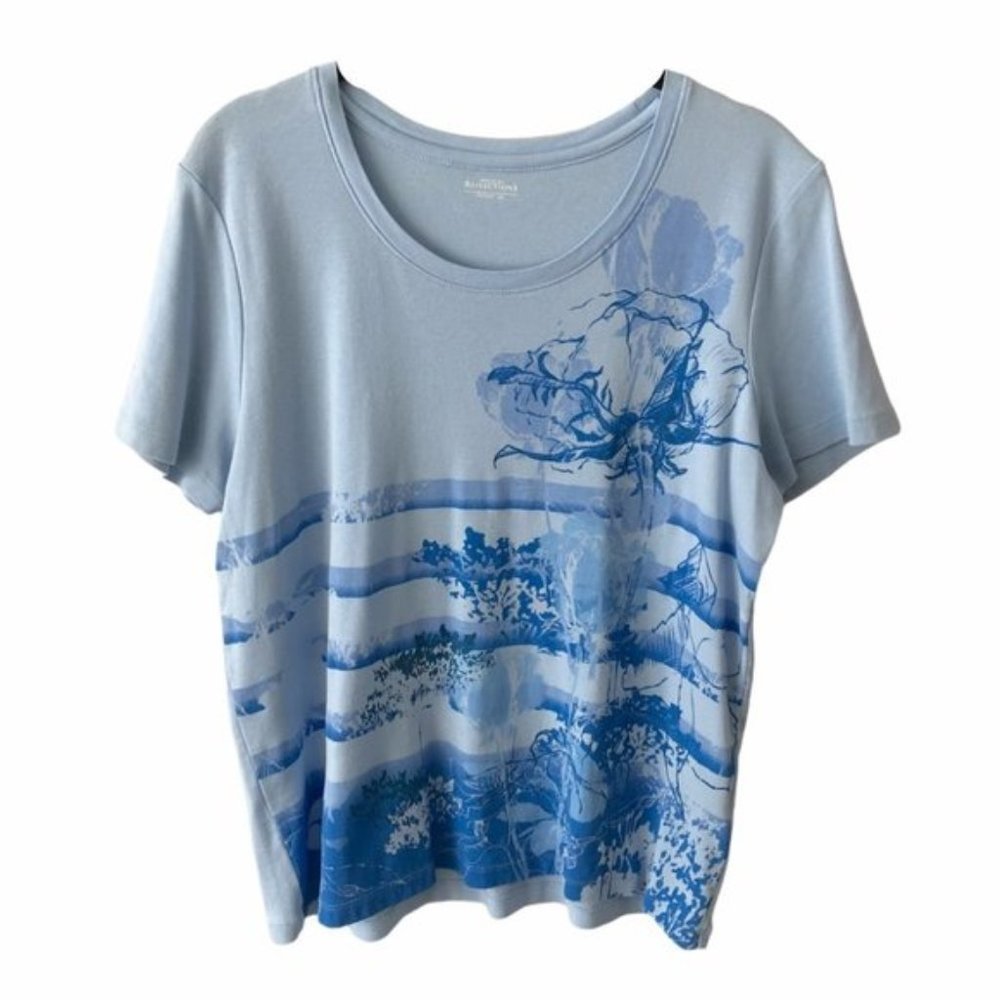 Northern Reflections Blue Floral Grandma Shirt XL